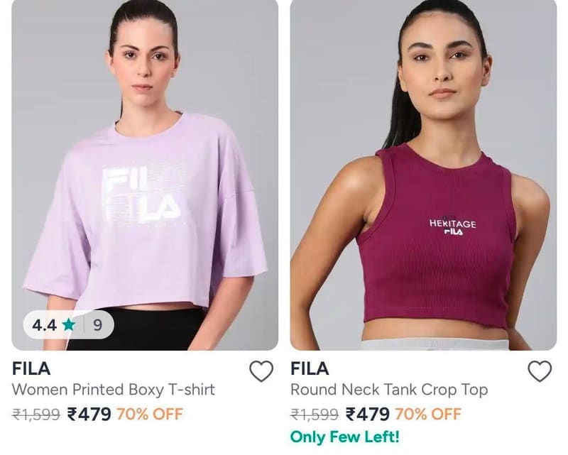 Myntra : Flat 70% Off On FILA Clothing.
