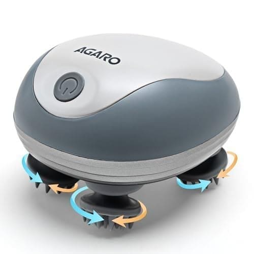 🛒 AGARO Scalp Massager, Stress Relief & Relaxation, Handheld & Portable, Rechargeable Electric Head Kneading Massager, 3 Speed Modes, Head Scratcher Massager for Hair Growth, Deep Clean, SM3675, White
