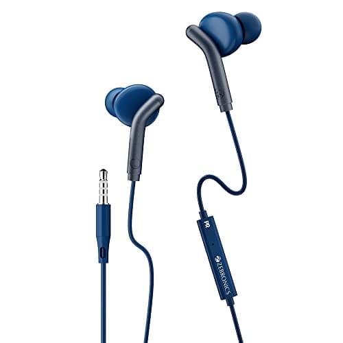 🛒 ZEBRONICS Bro 3.5Mm Wired in Ear Earphones, in-Line Mic, Deep Bass, 1.2M Strong and Long Lasting Cable, Light Weight, Compatible with Mobile | Tablet | Laptop (Blue)