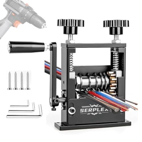 🛒 Serplex® 6 in 1 Cable Stripping Machine with Hand Crank Manual or Drill Operated Wire Stripping Tool, 5 Channel Wire Stripper for 1-17mm Diameter Cable, Bench Mounted Adjustable Cable Stripping Device