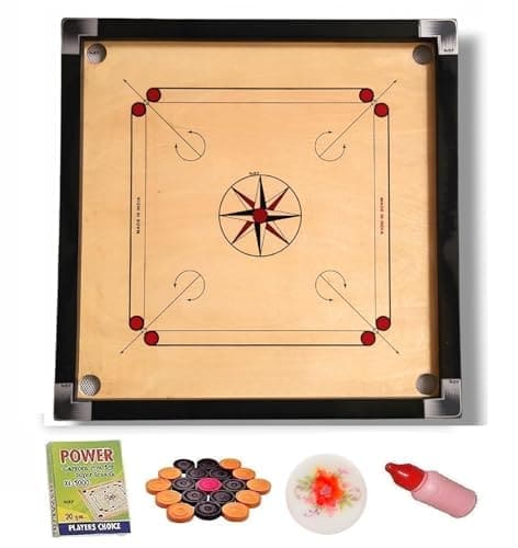 🛒 WRF Superior Matte Finish Practice Carrom Board for Serious Professional Practice with Coins Striker and Powder Black (26 inch Gold K_1)