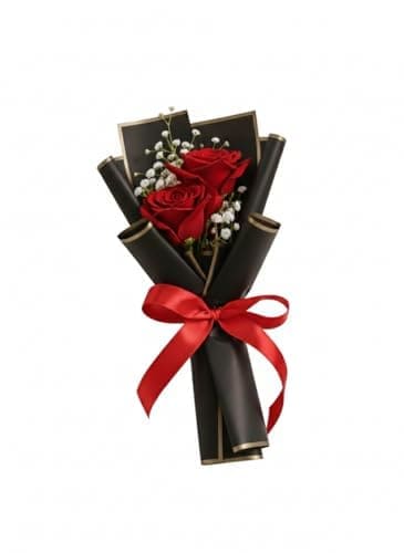🛒 Fleur Buddy Elegant Rose Bouquet with Baby's Breath Faux Fur, Artificial Flowers in Premium Wrap, Satin Bow, Modern Design for Anniversary, Wedding, Birthday Gift (RED & Black)