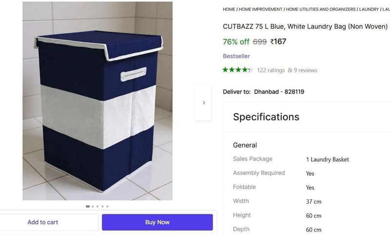 🔥  Laundry Bag @ ₹167