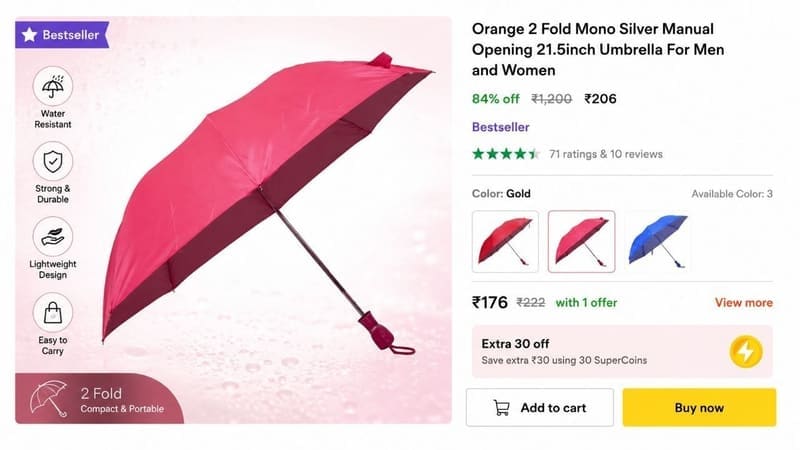 💥 Grab: Umbrella @ ₹206