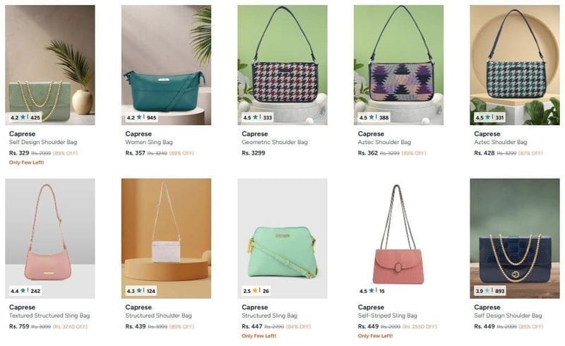 Myntra | Upto 89% Off On Caprese Handbags.