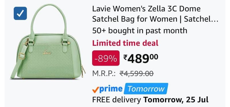 Loot : Lavie Women's Satchel Bag @465.