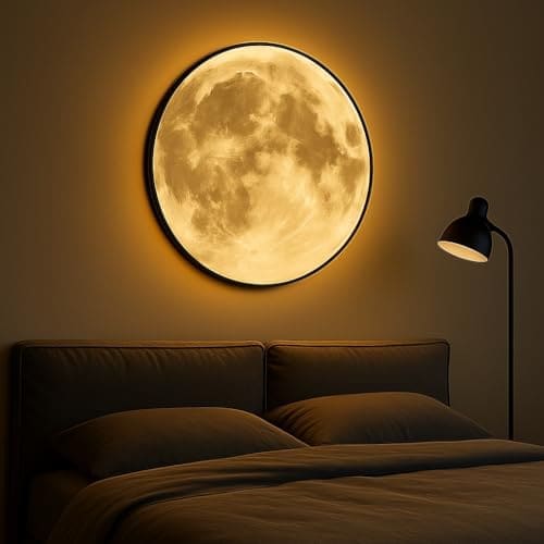 🛒 One94Store Plastic 3D Moon LED Wall Lamp Modern Art Deco Lighting 3 Color Changing Indoor Wall Mounted Celling Light Wall Sconce Moon Lights for Living Room Bedroom Hallway, Corded Electric (500 MM)