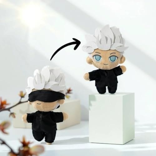 🛒 BAMBOLAA Gojo Satoru Plush Soft Toy, Jujutsu Kaisen Anime Action Figure Collectible, White and Black, 30 cm