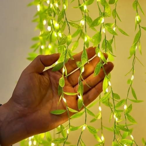 🛒 Litehom Leaf Curtain String Light – 180 LED Warm White Fairy Lights with 8 Modes | Artificial Leaf Vine for Diwali, Ganesh Puja, Navratri, Christmas & Party Decor (10x3 Ft), (1, Warm-White)