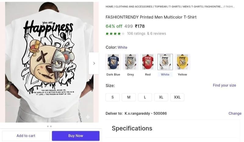 🔥 Oversized White T-Shirt @ ₹178