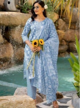 🔥 Myntra Loot – KALINI Women Blue Pure Cotton Kurta Set 💙✨