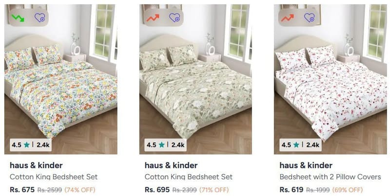 Myntra | Raymond Home, Haus&kinder, Bedsheet Min 50% off