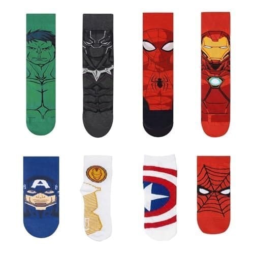 🛒 SocksXpress Marvel Men’s Socks Gift Box | Pack of 8 Pairs (4 Crew Length & 4 Ankle Length) | Officially Licensed Avengers Superhero Socks | Combed Cotton comfort, Durable Fit | Free Size (UK 6–10)