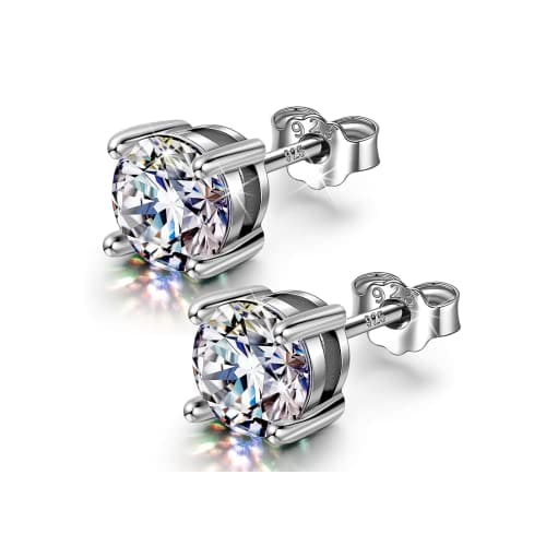 🛒 HIGHSPARK 925 Silver Solitaire Earrings for Women | 92.5 Sterling Silver and Diamond like Brilliance Sparkling Zirconia for that Stunning Shine | Lovely Gift - Silver 5mm