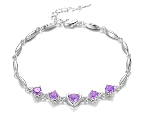 🛒 Nilu's Collection Rose Gold Heart Shape Bracelet For Women (white,Purple) (Purple)