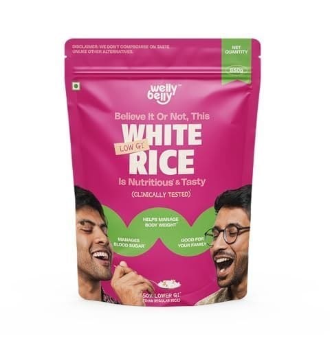 🛒 Welly Belly Low GI White Rice 850g | 50% Lower Glycemic Index | Source of Protein & Fiber | Ideal Choice for Weight Management | Naturally Sourced | PCOS & Diabetic Friendly Chawal | Pack of 1