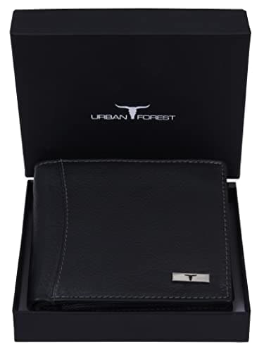 🛒 URBAN FOREST Oliver Black Leather Wallet for Men with RFID Protection