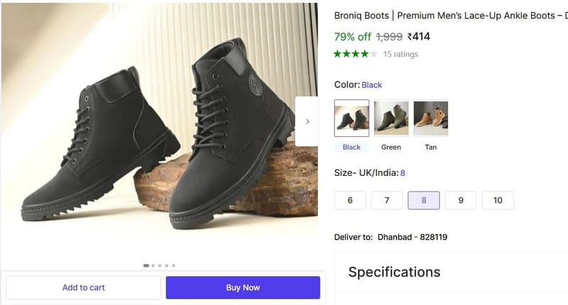 🔥  Stylish Boots For Men (Green) @ ₹414