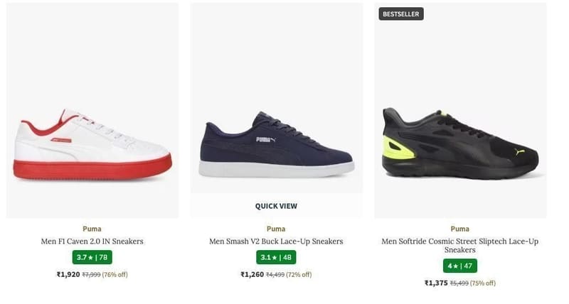 AJIO : Upto 80% Off on Premium Footwears