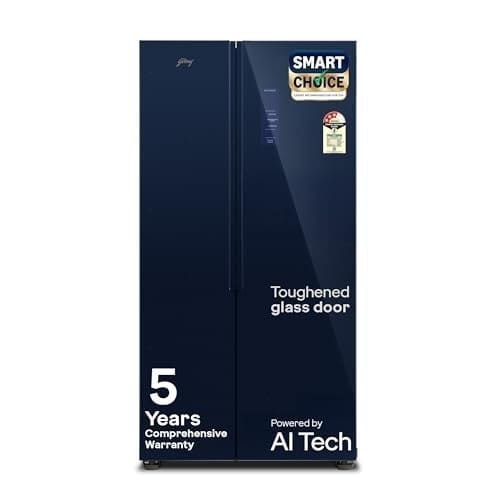 🛒 Godrej 600L 3Star 5 Years Comprehensive Warranty Smart Convertible Zones | Toughened Glass Door | Side by Side Refrigerator (2025 Model, RS EONVELVET 646C RIT SM BL, Storm Blue)