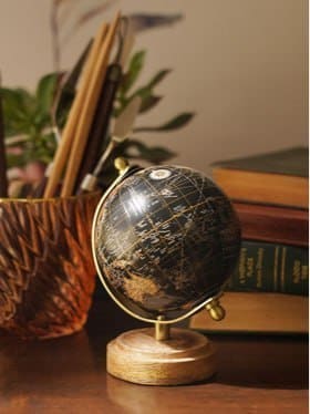 🌍 Pure Home and Living Globe with Stand Black Metal Showpiece ✨