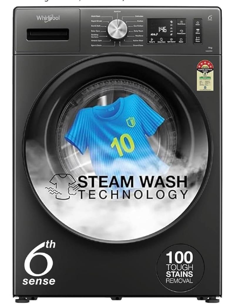 Whirlpool 9 Kg Steam Wash Technology 5 Star  Automatic Washing Machine @ 25390