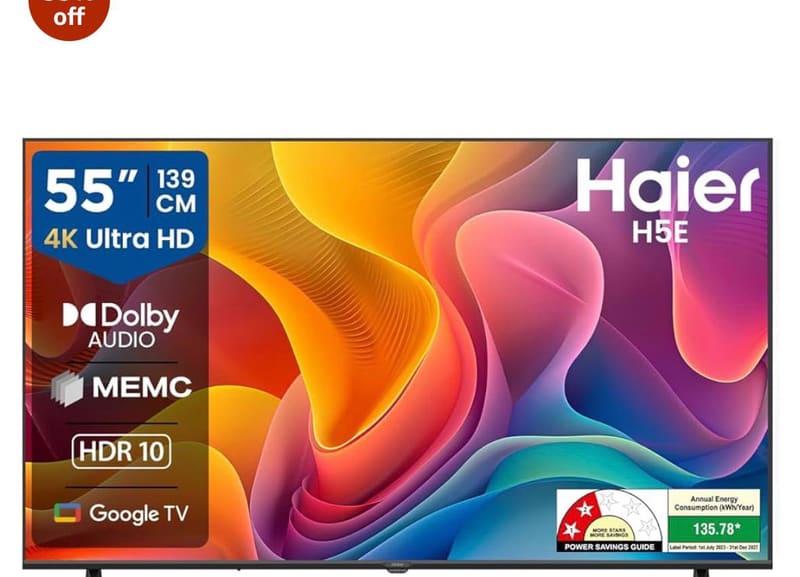 Haier 55 4K Ultra HD Smart LED Google TV @30590.