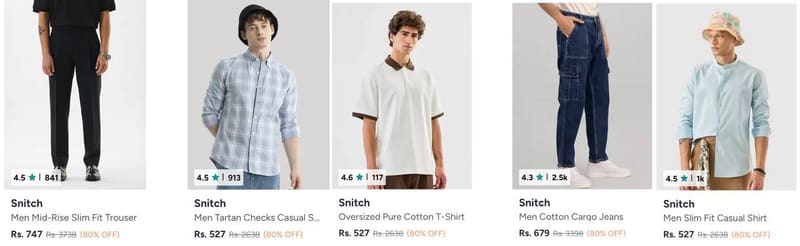 Myntra Loot : Upto 80% Off On Snitch Clothing
