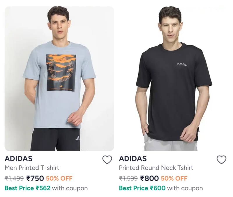 Adidas Mens clothing at Min 50% off starts @ 599