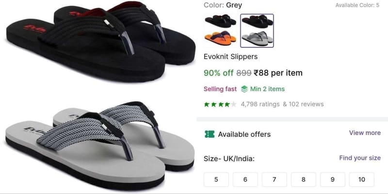 Men's Slippers at 88.