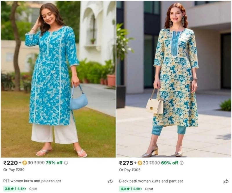Women Kurta & Plazzo Set  ₹250