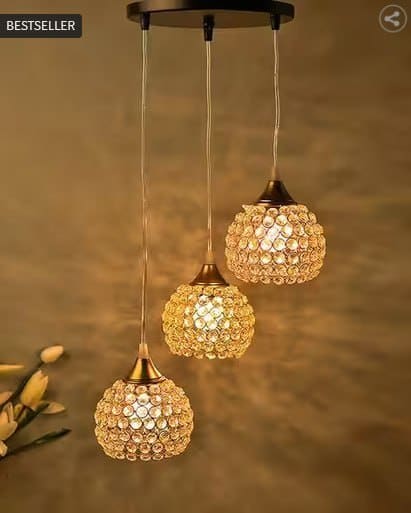 🔥 HOMESAKE Crystal Half Globe Chandelier Hanging Light ✨💡
