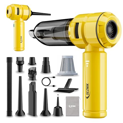 🛒 SEZNIK Vacuum Cleaner for Home Use | Car Use | 4 in 1 Cordless Vacuum Cleaner & Blower | Rechargeable 6000mAh | 3 Speed Suction Upto 15000PA | BLDC Motor | Clean Sofa, Curtains, More | 1 Year Warranty