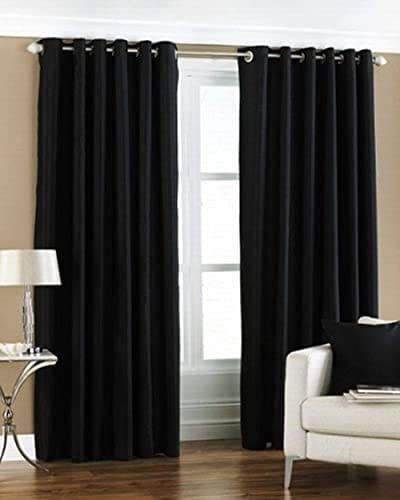 🛒 Galaxy Home Decor Solid Plain Curtains for Door 7 Feet, Pack of 2, Black