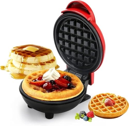 🛒 Mini Waffle Maker Machine 3 In 1 Waffle Iron Home Appliances Kitchen Easy To Clean, 4 Inch, Perfect For Breakfast,Dessert, Sandwich, Pan Cakes, Other Snacks|Assorted - 350 Watts (Mini Waffle Maker)