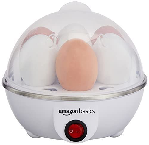 🛒 amazon basics Electric Egg Boiler | 350 Watt | Boils Upto 7 Eggs | Automatic Operation, 3 Boiling Modes | Overheat Protection | Stainless Steel Heating Plate, Measuring Cup | 75ml | Plastic | White