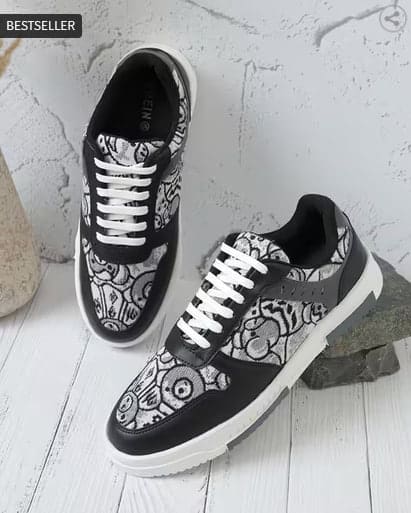 🔥 SHEIN Men Colour-Blocked Graphic Print Lace-Up Sneakers 👟✨