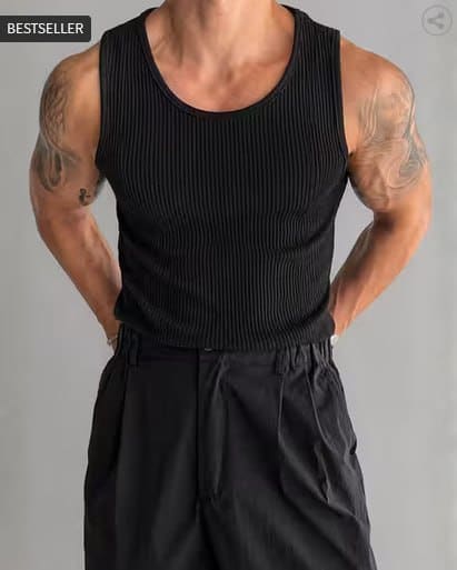 🔥 ROCKWELL Men's Ribbed Round-Neck Vest 👕✨