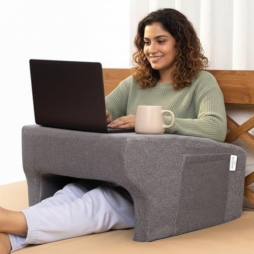 🛒 WELLGIVER Lap Desk Pillow | Portable Computer Table & Laptop Lap Desk for Sofa, Bed, Floor | Ergonomic Gaming Desk with Arm Rest | Work Desk Accessories for Reading, Gaming, Studying | Black Colour