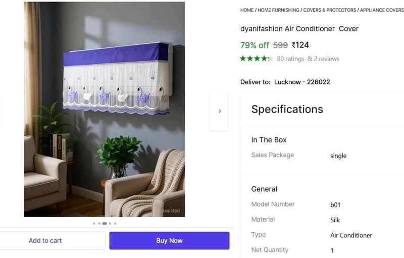 🔥  Air Conditioner Cover @ ₹124