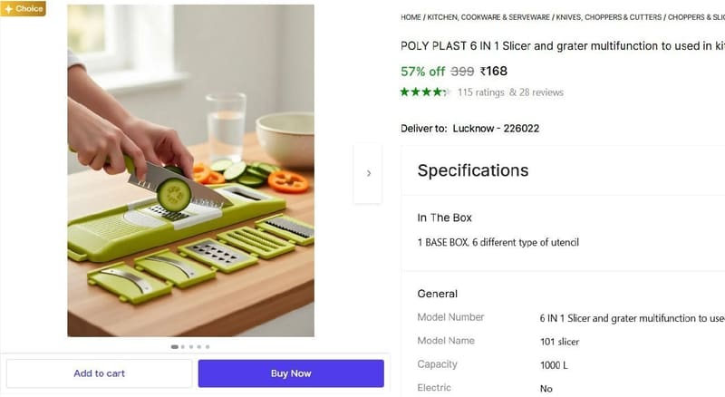 🔥  6-in-1 Slicer & Grater – 6 Blades Combo @ ₹168
