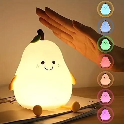 🛒 Niwlix Pear Night Light Lamp for Bedroom Kids 7 Color Changing Kids Toddler Night Light Lamp Baby l Gift Items for Women Kids l Valentine's Birthday Gift Toys for 2+Year Old Boy Girl