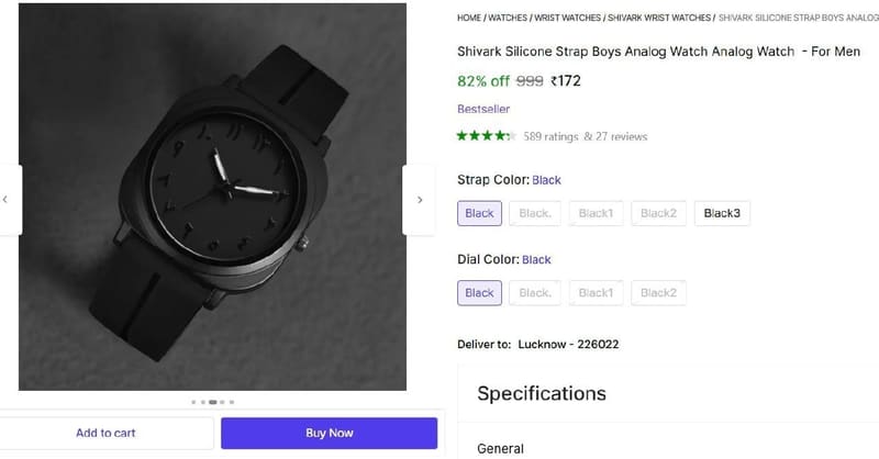 🔥  Analog Watch  - For Men @ ₹172