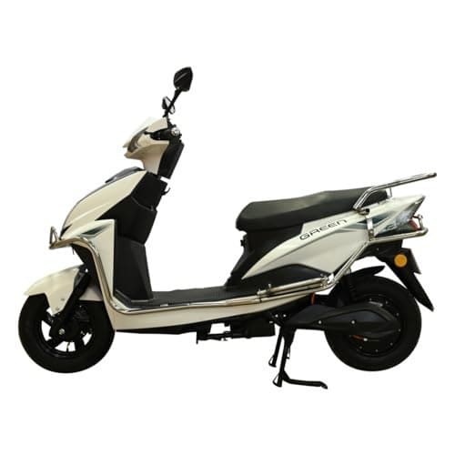 🛒 Green Invicta Low Speed Electric Scooter with Steel Frame Non RTO 60KM Range White with Portable Charger