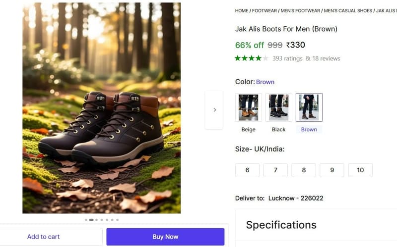 🔥  Boots For Men (Brown) @ ₹330