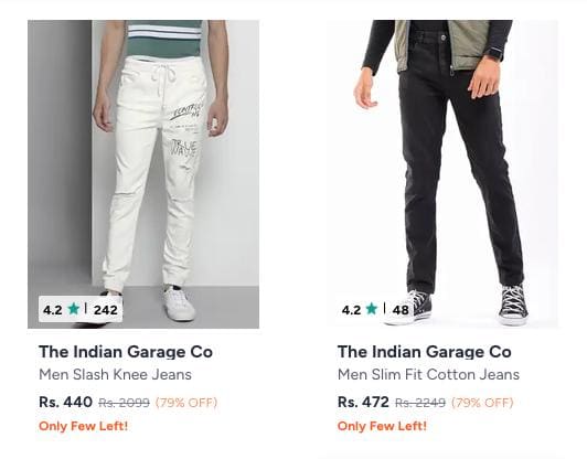 Myntra Loot : 82% Off On The Indian Garage Clothing.