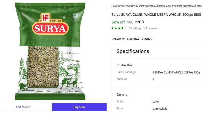 🔥  CUMIN WHOLE (JEERA) 500gm @ ₹200