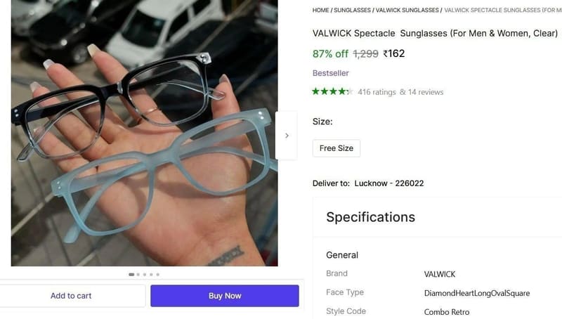 Sunglasses (For Men & Women, Clear)  ₹171