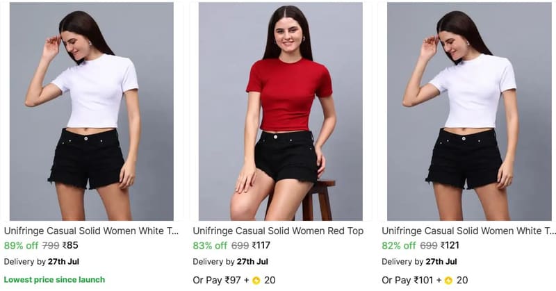 🔥  Unifringe Women's Tops From ₹85