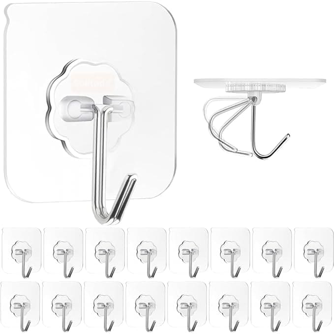 PVC Wall Hooks for Bathroom Accessories Without Drill, Pack ...